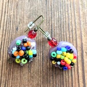 *5 For $20***Purple Beads Dangle Ladies Earrings,  Handmade Ladies Earrings